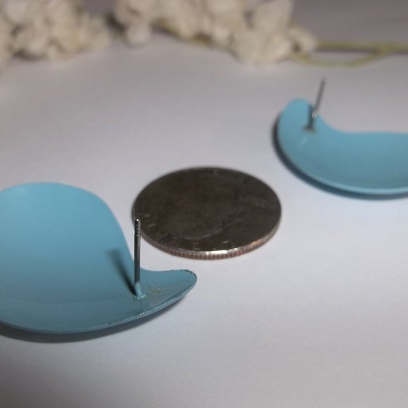 Vintage Earrings Turquoise Blue Painted Retro Style Post Stud Jewelry Set A308 - Picture 6 of 7